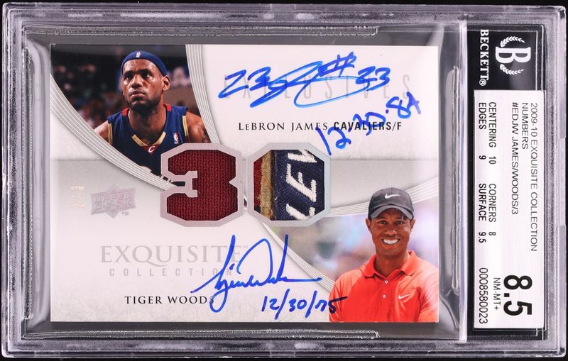 2009 Exquisite Collection Numbers LeBron James/3/Tiger Woods EDJW