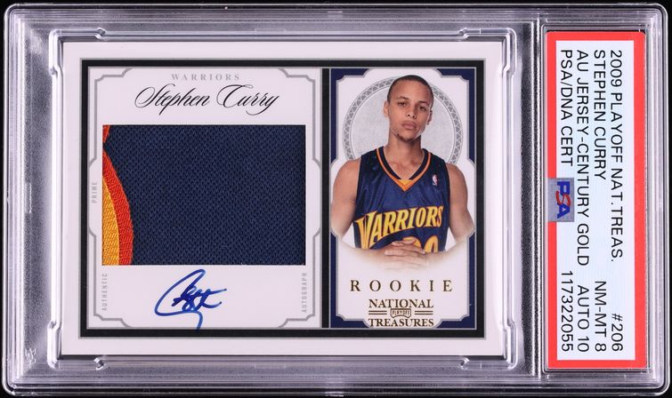 2009 Playoff National Treasures Stephen Curry Autograph Jersey Century Gold 206