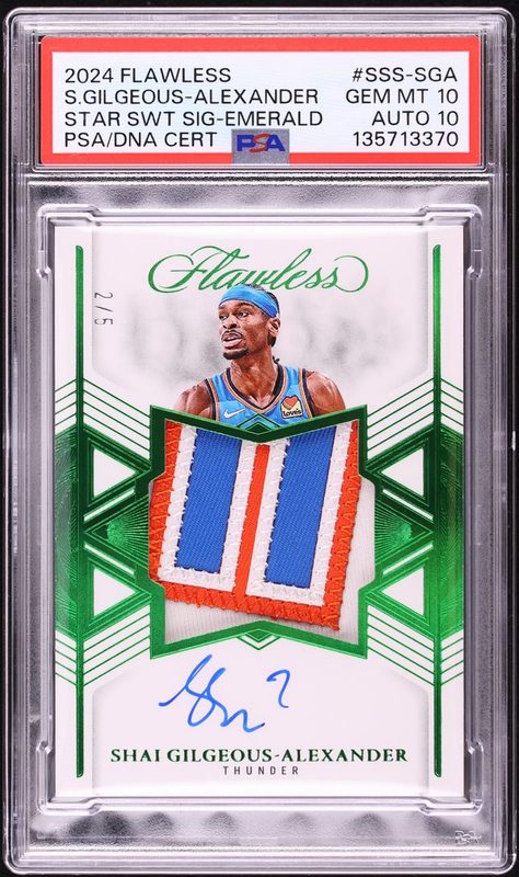 2024 Panini Flawless Star Swatch Signatures Shai Gilgeous-Alexander Emerald SSS-SGA