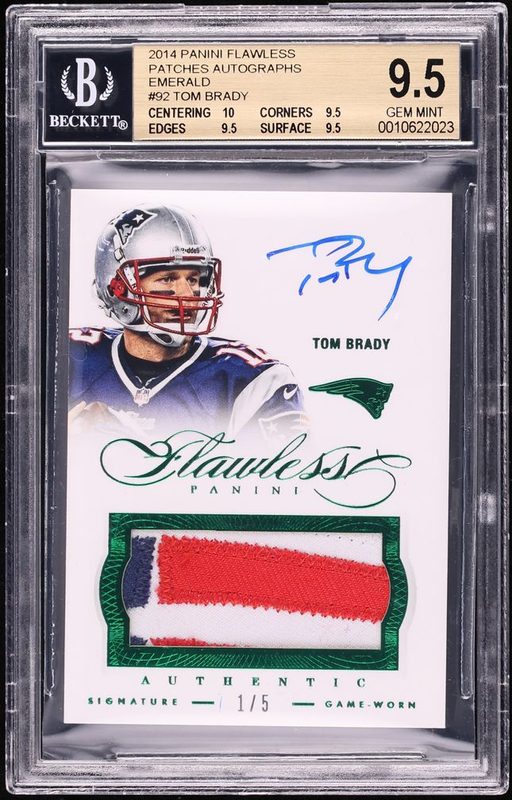 2014 Panini Flawless Patches Autographs Emerald Tom Brady 92