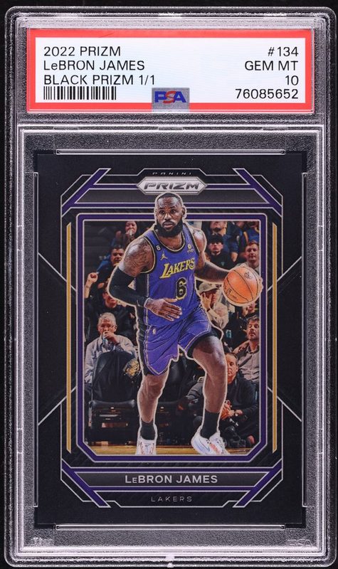 2022 Panini Prizm LeBron James Black Prizm 1/1 134