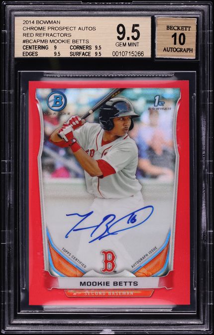 2014 Bowman Chrome Prospect Autographs Red Refractors Mookie Betts BCAPMB