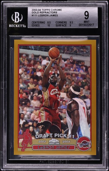 2003 Topps Chrome Gold Refractor LeBron James ROOKIE /50 #111 BGS 9 MINT