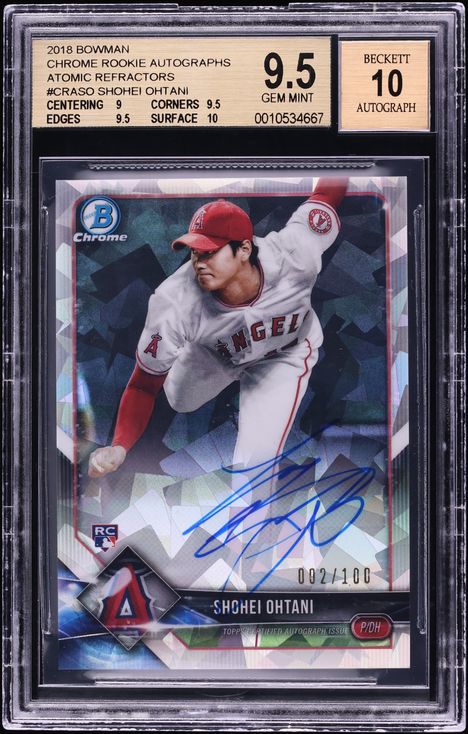 2018 Bowman Chrome Rookie Autographs Atomic Refractors Shohei Ohtani/Pitching CRASO