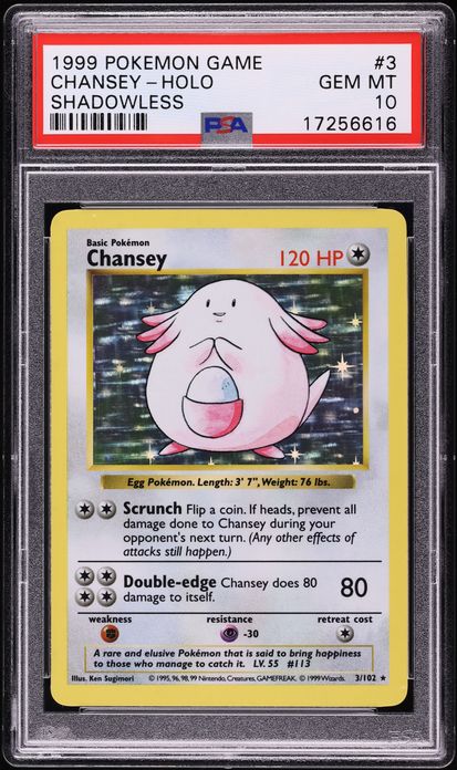 1999 Pokemon Game Chansey-Holo Shadowless 3