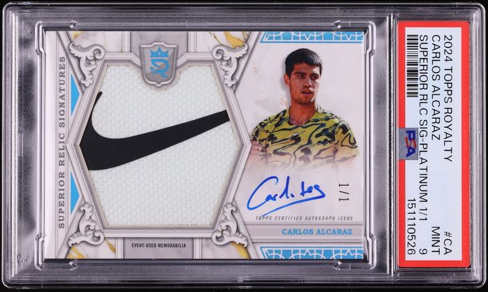 2024 Topps Royalty Tennis Superior Relic Signatures Carlos Alcaraz Platinum 1/1 CA