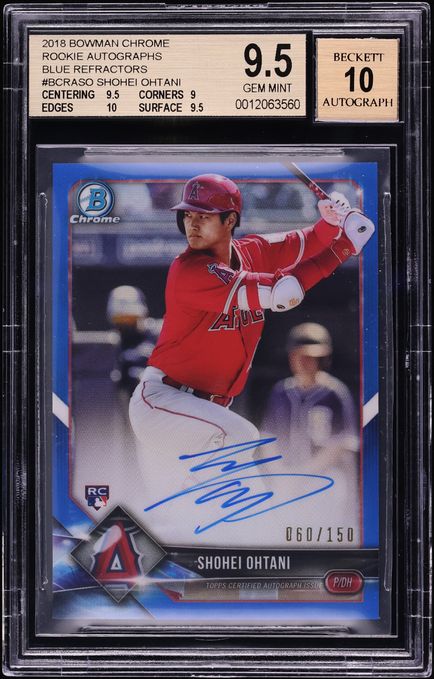 2018 Bowman Chrome Rookie Autographs Blue Refractors Shohei Ohtani/Batting BCRASO
