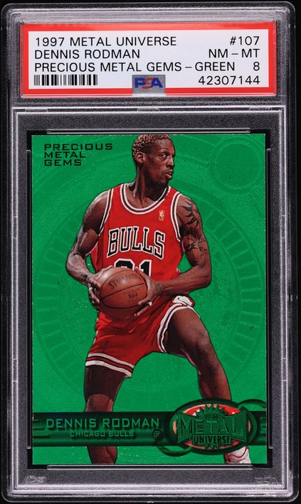 1997 Metal Universe Dennis Rodman Precious Metal Gems-Green 107