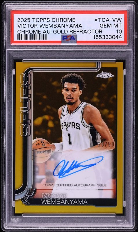 2025 Topps Chrome Chrome Autographs Victor Wembanyama Gold Refractor TCA-VW