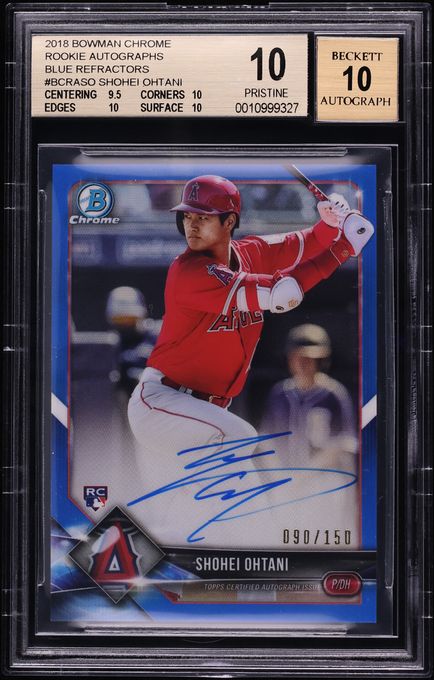 2018 Bowman Chrome Rookie Autographs Blue Refractors Shohei Ohtani/Batting BCRASO