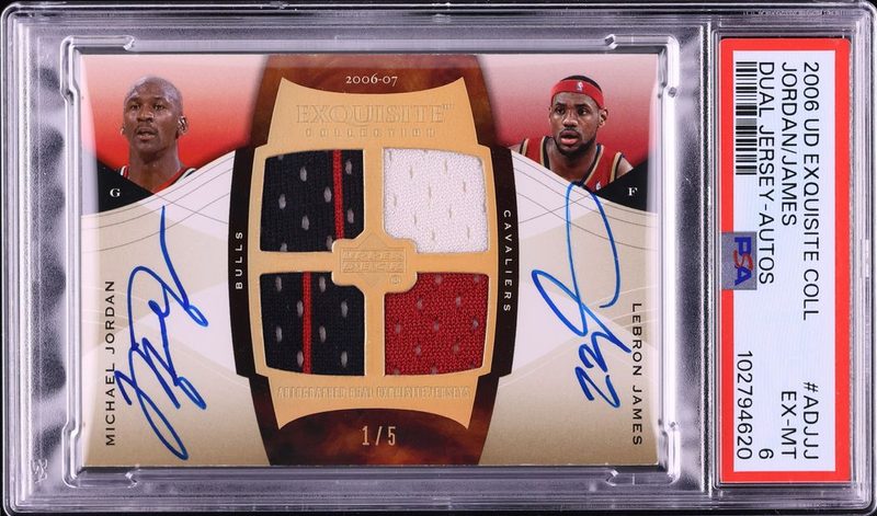 2006 UD Exquisite Collection Jersey Dual Autographs LeBron James/Michael Jordan ADJJJ