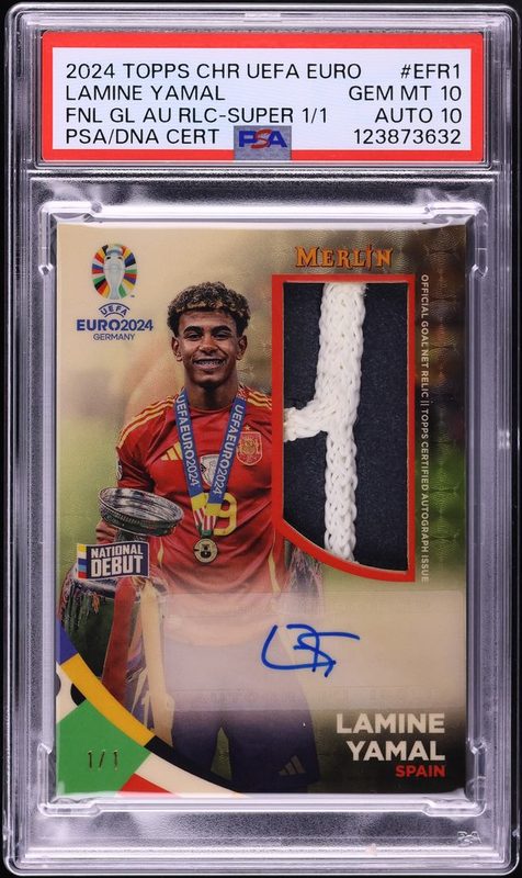 2024 Topps Chrome UEFA Euro Euro Final Goal Net Autograph Relics Lamine Yamal Superfractor 1/1 EFR1