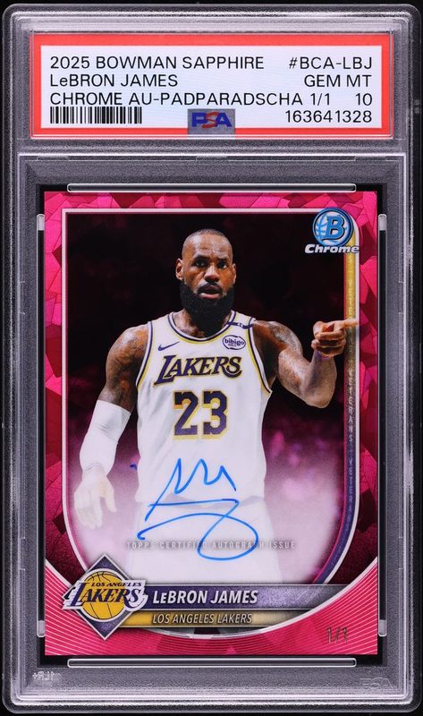 2025 Bowman Sapphire Edition Chrome Autographs LeBron James Padparadscha 1/1 BCA-LBJ