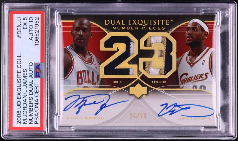 2006 UD Exquisite Collection Numbers Dual Autograph LeBron James/Michael Jordan DENJJ