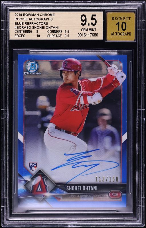 2018 Bowman Chrome Rookie Autographs Blue Refractors Shohei Ohtani/Batting BCRASO