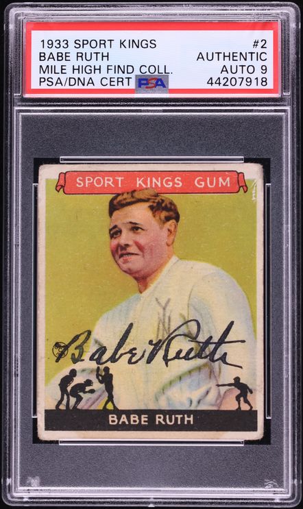 1933 Sport Kings Babe Ruth AUTO DNA 9 #2 PSA AUTH